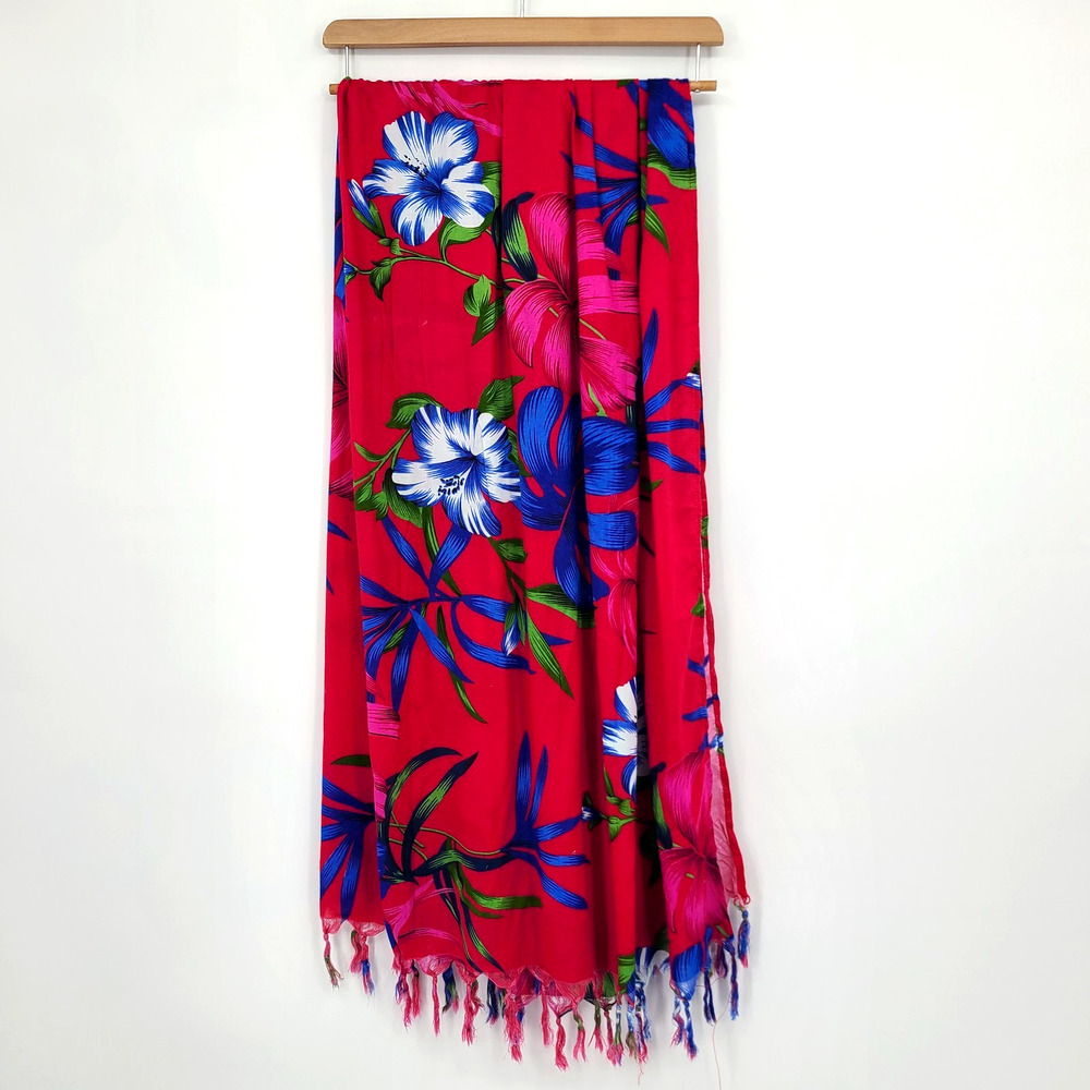Hibiscus Collection Hawaii Scarf Vibrant Pink Floral Beach Wrap Aloha Resortwear